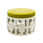 Sagebrook Home White Ceramic Jar W/ Yellow Lid 7``