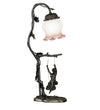Meyda Lighting 12043 19"H Girl on Swing with Rose Lamp Shade