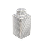 Sagebrook Home White/Black/Gold Ceramic Jar 16``