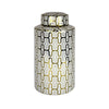 Sagebrook Home White/Gold Pattern Ceramic Jar 15.5``