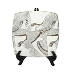 Sagebrook Home White/Gold Bird Plate W/ Stand, Square