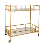 Sagebrook Home 2-Tier Gold Metal Bar Cart, Mirrored Top