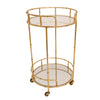 Sagebrook Home 2-Tier Gold Metal Bar Cart, Mirror Top