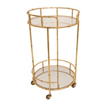 Sagebrook Home 2-Tier Gold Metal Bar Cart, Mirror Top