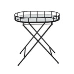 Sagebrook Home Oval Black Metal Accent Table,Mirror Top