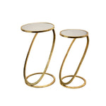 Sagebrook Home Set of 2 Gold Accent Tables, Mirror Top