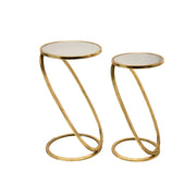 Sagebrook Home Set of 2 Gold Accent Tables, Mirror Top