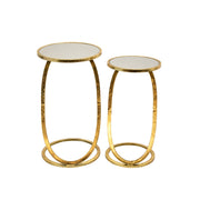 Sagebrook Home Set of 2 Gold Accent Tables, Mirror Top