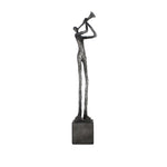 Sagebrook Home Polyresin Trumpet Musician On Base 18.5``, Silver