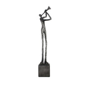 Sagebrook Home Polyresin Trumpet Musician On Base 18.5``, Silver