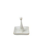 Sagebrook Home White/Gold Cat Square Ring Holder