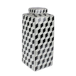 Sagebrook Home Black/White Square Ceramic Jar16``