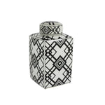 Sagebrook Home White/Black Square Ceramic Jar 15.75``