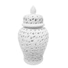 Sagebrook Home Pierced White Temple Jar 24``