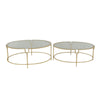 Sagebrook Home Set of 2 Gold Oval Cocktail Tables, Glass Top