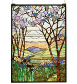 Meyda Lighting 12514 29"W X 40"H Tiffany Magnolia & Iris Stained Glass Window Panel