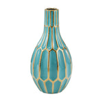 Sagebrook Home Turquoise/Gold Ceramic Vase 12"