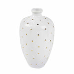 Sagebrook Home White Vase W/ Gold Dots 9.5``