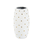 Sagebrook Home White Vase W/ Gold Dots 7.75``