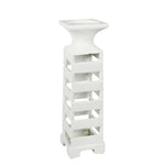 Sagebrook Home 12605-01 16" White Slat Ceramic Candle Holder