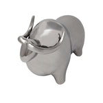 Sagebrook Home Silver Ceramic Bull, Head Up 8``