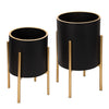 Sagebrook Home 12629-03 Planter On Metal Stand, Black/Gold, Set of 2