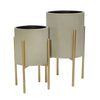 Sagebrook Home Set of 2 Planter On Metal Stand, Putty/Gld