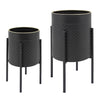 Sagebrook Home 12629-18 14" Honeycomb Planter On Metal Stand, Black/Gold, Set of 2