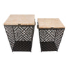 Sagebrook Home Set of 2 Black Metal/Wood Storage Tables