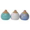 Sagebrook Home Set of 3 Glazed Bud Vases, Blue/Turq/White