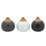 Sagebrook Home Set of 3 Matte Bud Vases, Black/Gray/White