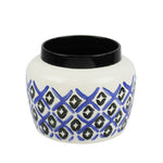Sagebrook Home White/Black/Blue Ceramic Pot 7``