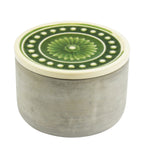 Sagebrook Home Round Cement Box, Green Glazed Lid 6``