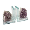 Sagebrook Home Ec,Set of 2 Purple Amethyst & Glass Bookends