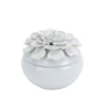 Sagebrook Home Ceramic Covered 7`` Jar W/ Petal Trim, White