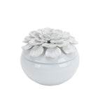 Sagebrook Home Ceramic Covered 7`` Jar W/ Petal Trim, White
