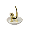 Sagebrook Home Ceramic 6`` Cat Ring Holder, White/Gold