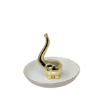Sagebrook Home Ceramic 6`` Elephant Ring Holder, White/Gold