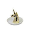 Sagebrook Home 12747-17 6" Ceramic Unicorn Ring Holder, White/Gold