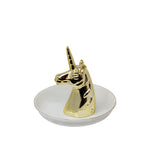Sagebrook Home 12747-17 6" Ceramic Unicorn Ring Holder, White/Gold