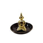 Sagebrook Home Ceramic 6`` Buddha Trinket Tray, Black/Gold