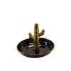 Sagebrook Home Ceramic 6" Cactus Trinket Tray, Black/Gold