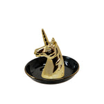 Sagebrook Home 12747-23 6" Ceramic Unicorn Trinket Tray, Black/Gold