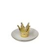 Sagebrook Home 12747-26 6" Ceramic Crown Trinket Tray, White/Gold