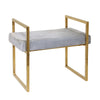 Sagebrook Home 12800-01 21" Gray/Gold Velveteen Bench with Handles