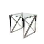 Sagebrook Home 12802-02 21.75" Silver Metal/Glass Accent Table, Kd