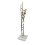 Sagebrook Home 12859-01 10" Silver Ladder Sculpture, Person Sitting