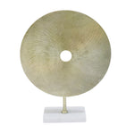Sagebrook Home Aluminum Gold Disk On White Base, 21``