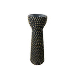 Sagebrook Home Ceramic 12" Bead Candle Holder Black/Gold