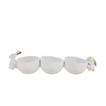 Sagebrook Home 13016-03 14" White/Gold Dolomite Bunnies with Bowls